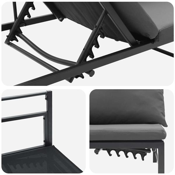 Grote foto vidaxl 3 persoons zonligbed zwart 200 x 62 x 59 cm textileen tuin en terras tuinmeubelen