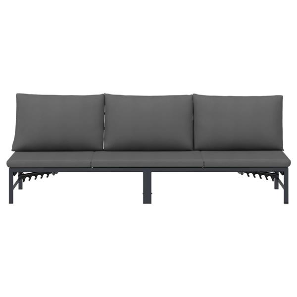 Grote foto vidaxl 3 persoons zonligbed zwart 200 x 62 x 59 cm textileen tuin en terras tuinmeubelen