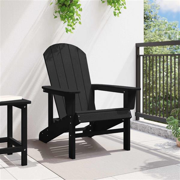 Grote foto vidaxl adirondack stoel zwart 82 x 74 x 92 cm hdpe tuin en terras tuinmeubelen