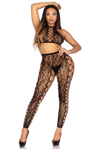 Grote foto top legging met open kruis zwart kleding dames ondergoed en lingerie