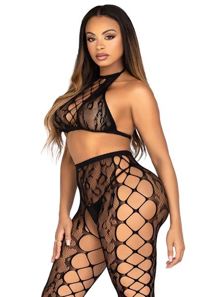 Grote foto top legging met open kruis zwart kleding dames ondergoed en lingerie