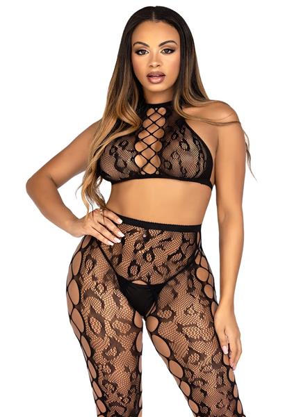 Grote foto top legging met open kruis zwart kleding dames ondergoed en lingerie