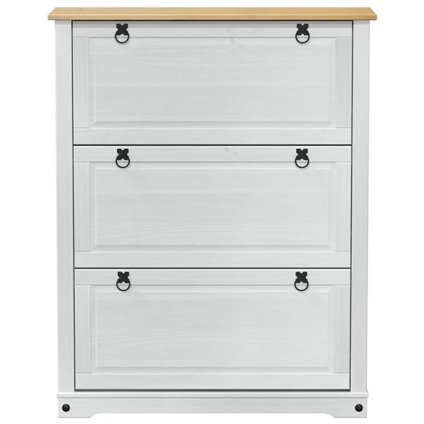 Grote foto vidaxl schoenenkast corona wit 99 x 32 x 122 cm massief grenenhout huis en inrichting overige