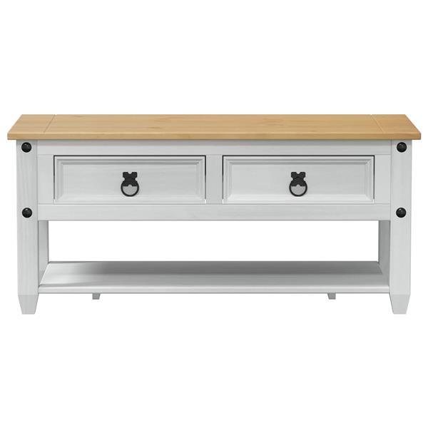 Grote foto vidaxl salontafel met lade wit 100 x 48 x 45 cm massief grenenhout huis en inrichting eettafels