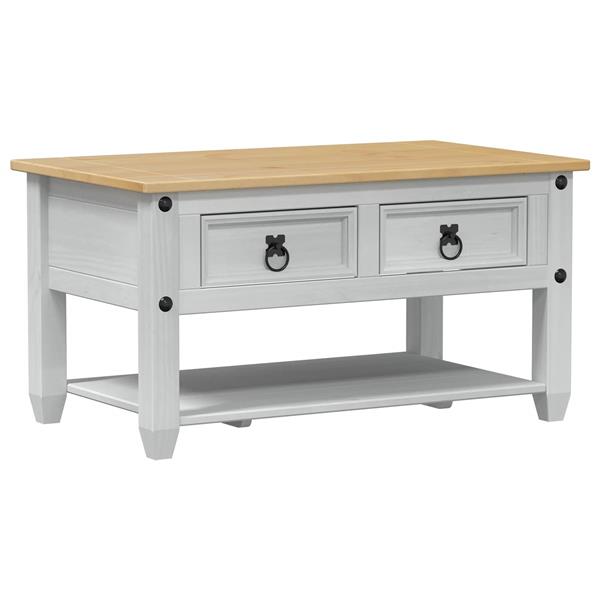 Grote foto vidaxl salontafel met lade wit 85 x 50 x 45 cm massief grenenhout huis en inrichting eettafels
