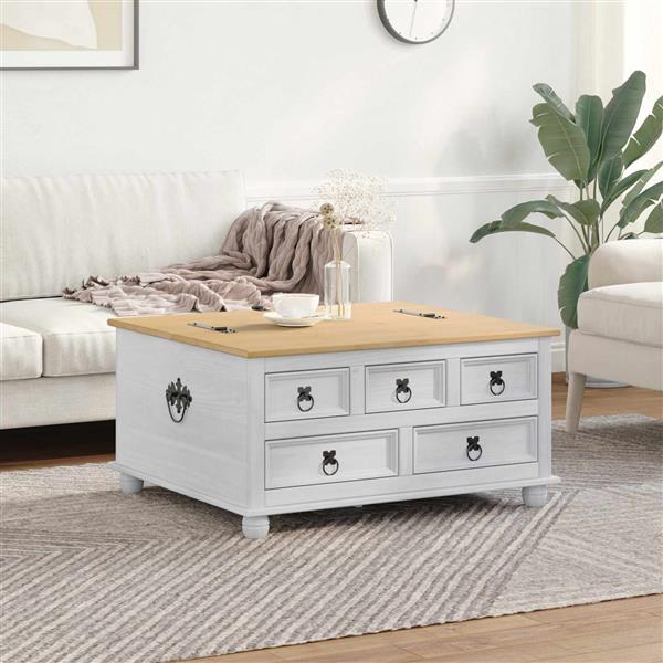 Grote foto vidaxl storage box met lade wit 90 x 78 x 45 cm massief grenenhout huis en inrichting woningdecoratie