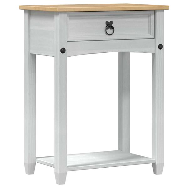 Grote foto vidaxl console tafel met lade wit 55 x 35 x 73 cm massief grenenhout huis en inrichting eettafels