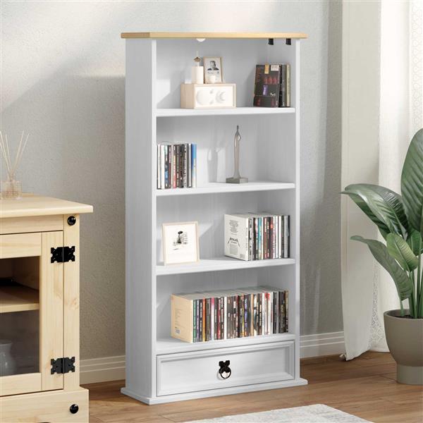 Grote foto vidaxl cd kast wit 52 x 17.5 x 103 cm massief grenenhout huis en inrichting overige