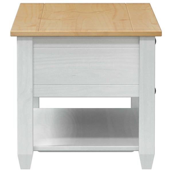 Grote foto vidaxl salontafel met lade wit 100 x 48 x 45 cm massief grenenhout huis en inrichting eettafels