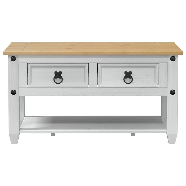 Grote foto vidaxl salontafel met lade wit 85 x 50 x 45 cm massief grenenhout huis en inrichting eettafels