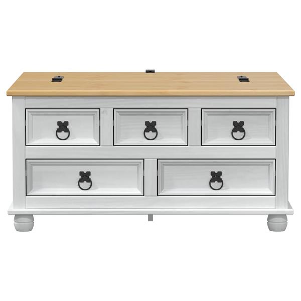 Grote foto vidaxl storage box met lade wit 90 x 78 x 45 cm massief grenenhout huis en inrichting woningdecoratie