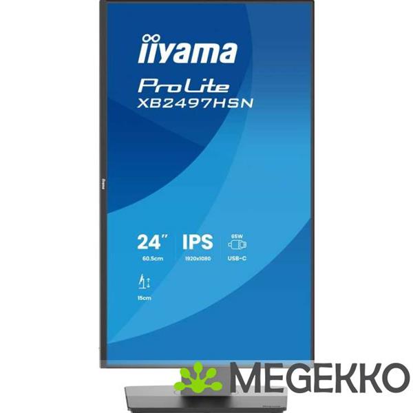 Grote foto iiyama prolite xb2497hsn b1 24 full hd ips usb c monitor computers en software overige computers en software