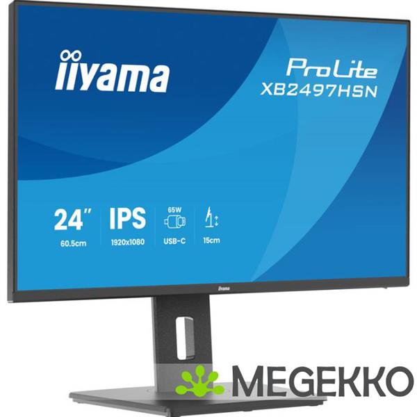 Grote foto iiyama prolite xb2497hsn b1 24 full hd ips usb c monitor computers en software overige computers en software