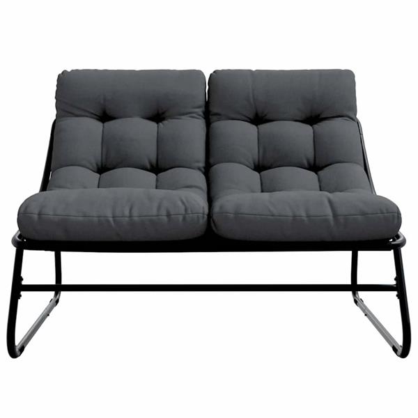 Grote foto vidaxl tuinmeubelen zwart 110 x 81 x 71 cm gepoedercoat staal tuin en terras tuinmeubelen