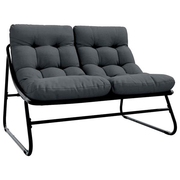 Grote foto vidaxl tuinmeubelen met kussen 3 pcs zwart gepoedercoat staal tuin en terras tuinmeubelen