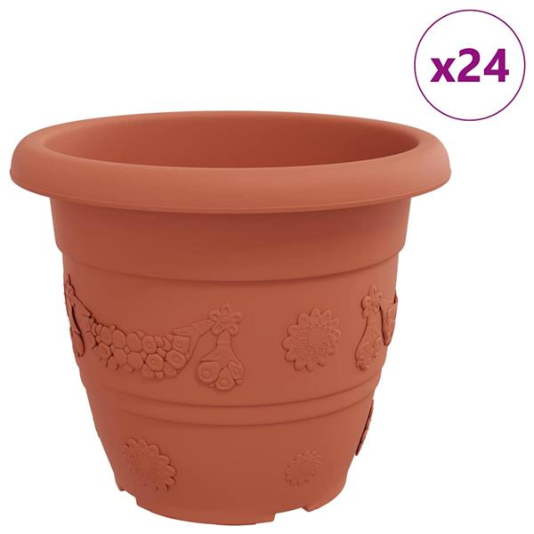 Grote foto vidaxl ronde bloempot 24 pcs baksteenrood 26 x 21.5 cm kunststof tuin en terras overige tuin en terras