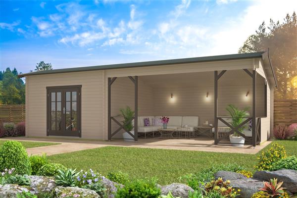 Grote foto blokhut tuinhuis mokka 40 mm vuren tuin en terras tuinhuisjes en blokhutten