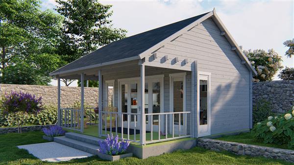 Grote foto blokhut tuinhuis olaug 44 mm vuren tuin en terras tuinhuisjes en blokhutten