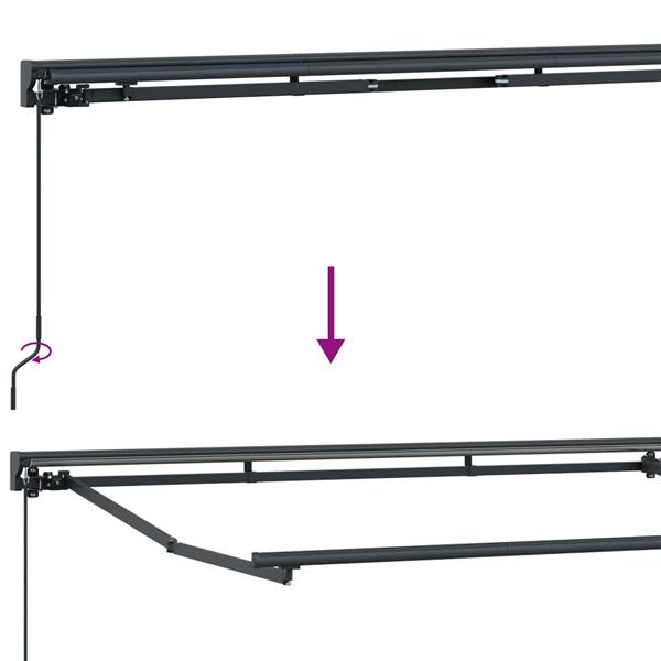 Grote foto vidaxl handmatige luifelhouder met led antraciet 5 x 3 m aluminium tuin en terras overige tuin en terras