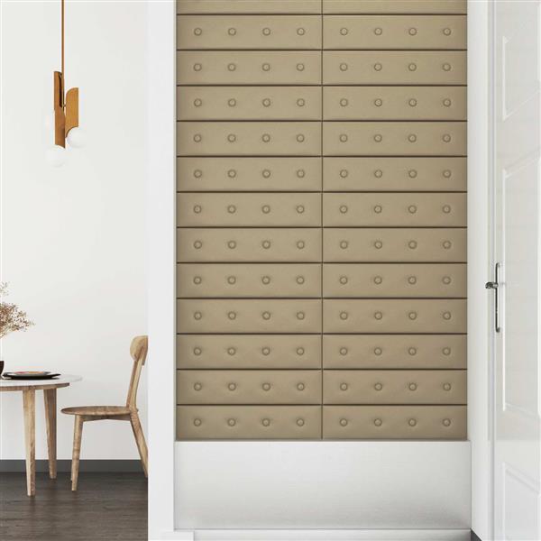 Grote foto vidaxl wandhoofdbord 12 pcs cappuccino 60 x 15 cm nep leer antiek en kunst stoelen en banken