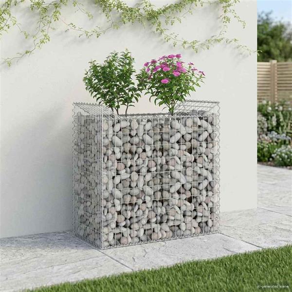 Grote foto vidaxl gabion verhoogd bed zilver 50 x 100 x 100 cm tuin en terras hekken en schuttingen
