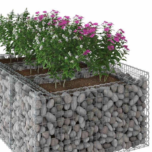 Grote foto vidaxl gabion verhoogd bed zilver 150 x 100 x 60 cm tuin en terras hekken en schuttingen