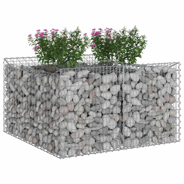 Grote foto vidaxl gabion verhoogd bed zilver 100 x 100 x 60 cm tuin en terras hekken en schuttingen
