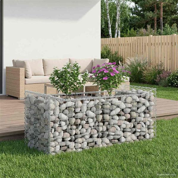 Grote foto vidaxl gabion verhoogd bed zilver 50 x 100 x 60 cm tuin en terras hekken en schuttingen