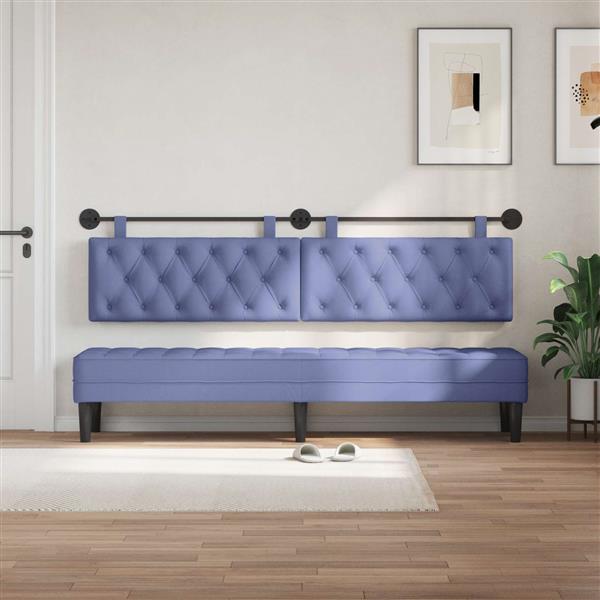 Grote foto vidaxl hangend hoofdeinde jeans blauw 210 x 55 x 7 cm stof antiek en kunst stoelen en banken