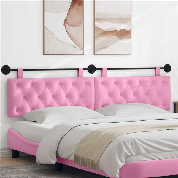 Grote foto vidaxl hangend hoofdeinde wandgemonteerd roze 210 x 55 x 7 cm stof antiek en kunst stoelen en banken