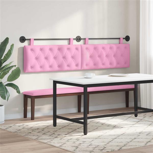 Grote foto vidaxl hangend hoofdeinde wandgemonteerd roze 210 x 55 x 7 cm stof antiek en kunst stoelen en banken