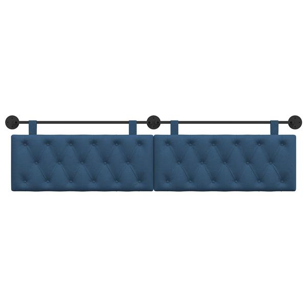 Grote foto vidaxl hangend hoofdeinde wandgemonteerd blauw 210 x 55 x 7 cm stof antiek en kunst stoelen en banken
