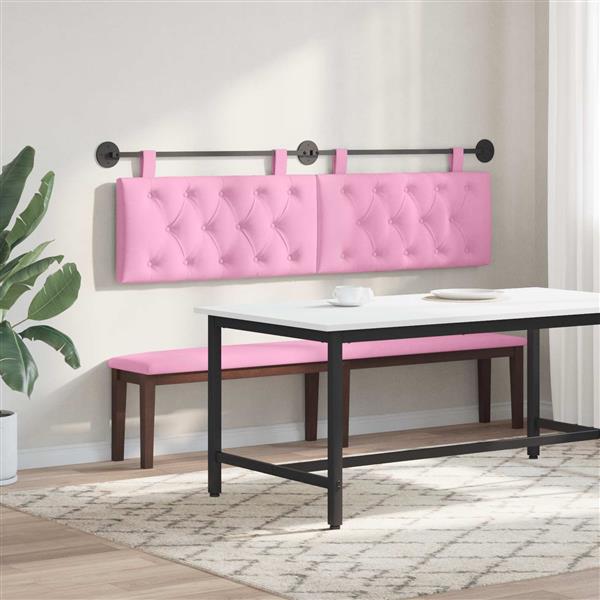 Grote foto vidaxl hangend hoofdeinde wandgemonteerd roze 170 x 55 x 7 cm stof antiek en kunst stoelen en banken