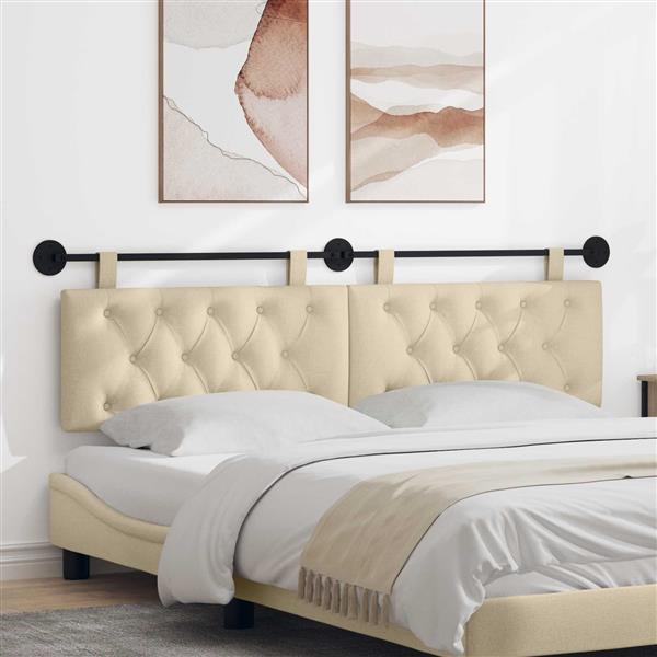 Grote foto vidaxl hangend hoofdeinde wandgemonteerd cr me 170 x 55 x 7 cm stof antiek en kunst stoelen en banken