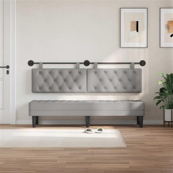 Grote foto vidaxl hangend hoofdeinde wolkengrijs 170 x 55 x 7 cm stof antiek en kunst stoelen en banken