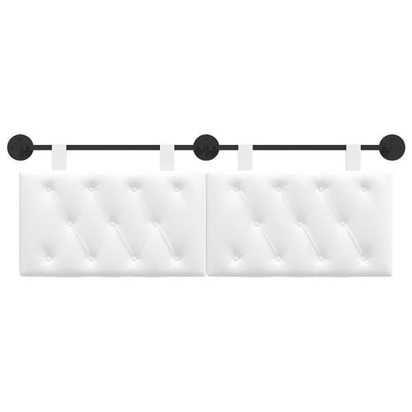 Grote foto vidaxl hangend hoofdeinde wandgemonteerd wit 150 x 55 x 7 cm stof antiek en kunst stoelen en banken