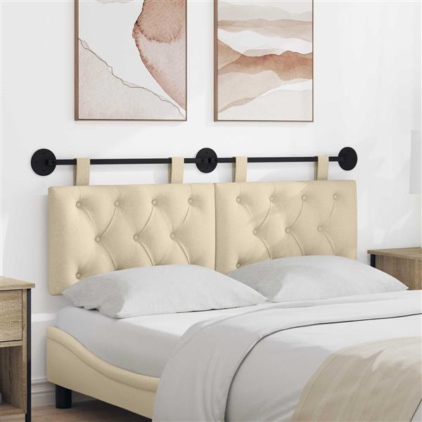 Grote foto vidaxl hangend hoofdeinde wandgemonteerd cr me 150 x 55 x 7 cm stof antiek en kunst stoelen en banken