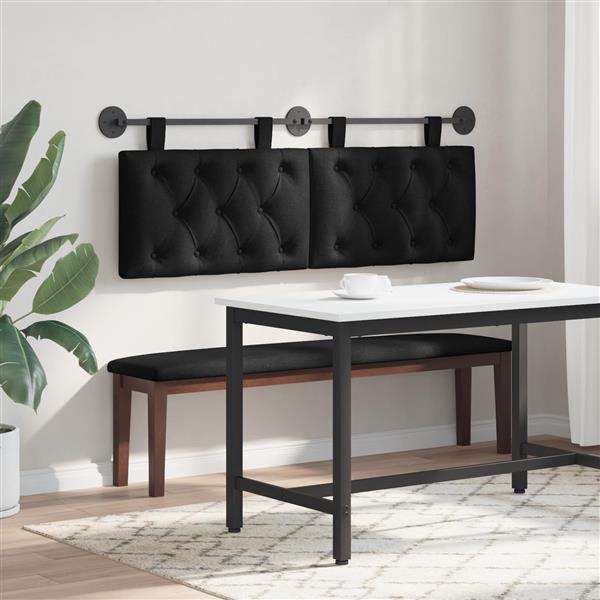 Grote foto vidaxl hangend hoofdeinde wandgemonteerd zwart 150 x 55 x 7 cm stof antiek en kunst stoelen en banken