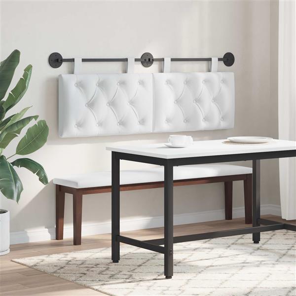 Grote foto vidaxl hangend hoofdeinde wandgemonteerd wit 130 x 55 x 7 cm stof antiek en kunst stoelen en banken