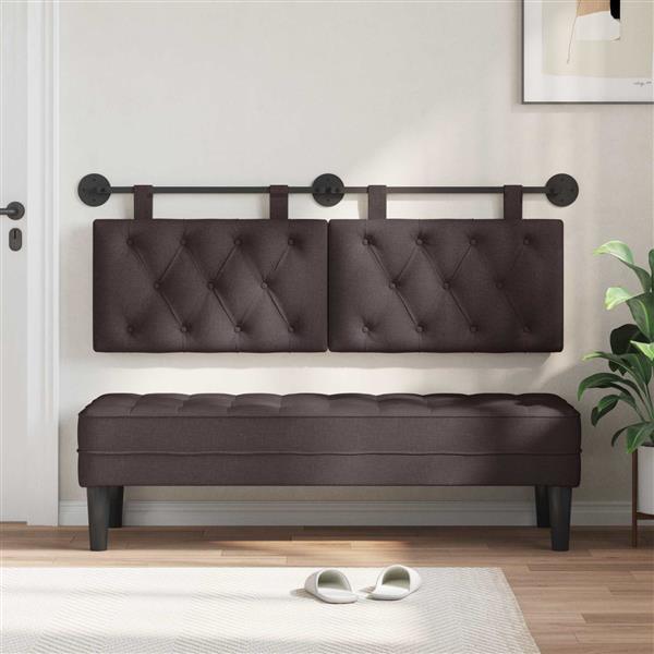 Grote foto vidaxl hangend hoofdeinde donkerbruin 130 x 55 x 7 cm stof antiek en kunst stoelen en banken