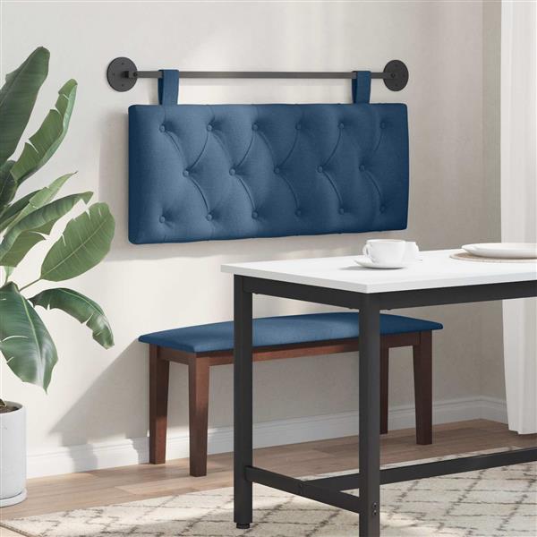 Grote foto vidaxl hangend hoofdeinde wandgemonteerd blauw 110 x 55 x 7 cm stof antiek en kunst stoelen en banken
