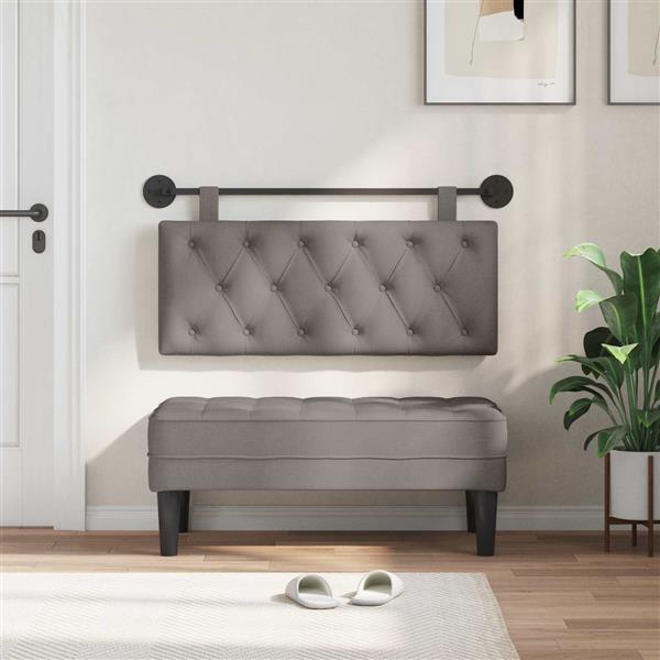 Grote foto vidaxl hangend hoofdeinde wandgemonteerd taupe 110 x 55 x 7 cm stof antiek en kunst stoelen en banken