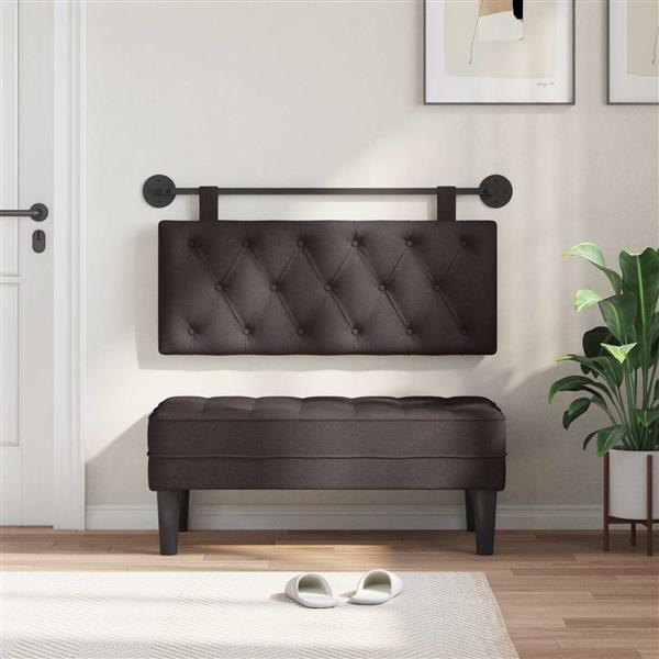 Grote foto vidaxl hangend hoofdeinde donkerbruin 110 x 55 x 7 cm stof antiek en kunst stoelen en banken