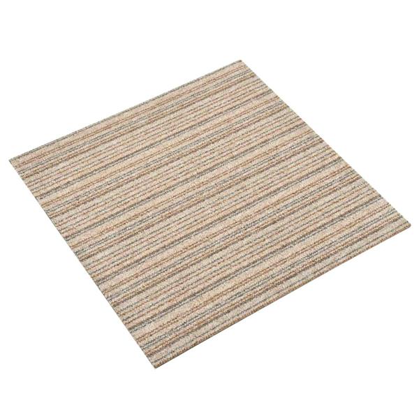 Grote foto vidaxl tapijt 20 pcs gestreept beige 50 x 50 cm 100 polypropyleen huis en inrichting vloerbedekking en kleden