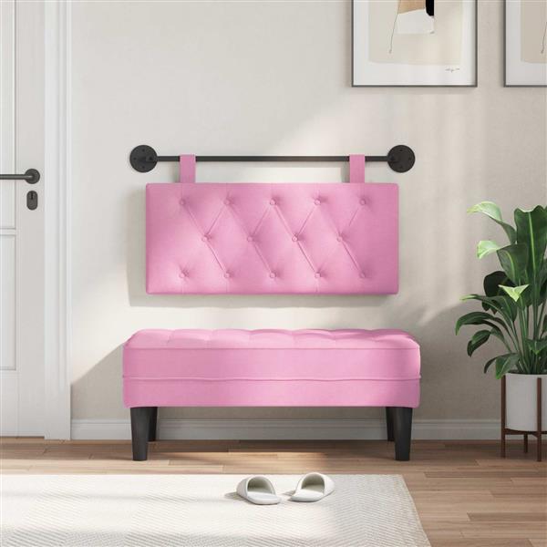Grote foto vidaxl hangend hoofdeinde wandgemonteerd roze 100 x 55 x 7 cm stof antiek en kunst stoelen en banken