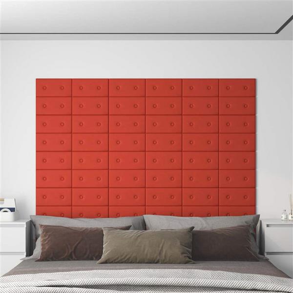 Grote foto vidaxl wandpanelen 12 pcs rood 30 x 15 cm nep leer antiek en kunst stoelen en banken