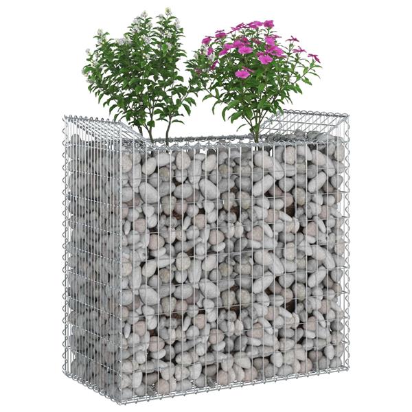 Grote foto vidaxl gabion verhoogd bed zilver 50 x 100 x 100 cm tuin en terras hekken en schuttingen