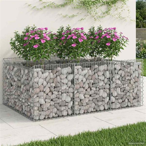 Grote foto vidaxl gabion verhoogd bed zilver 150 x 100 x 60 cm tuin en terras hekken en schuttingen
