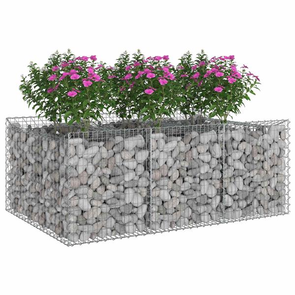 Grote foto vidaxl gabion verhoogd bed zilver 150 x 100 x 60 cm tuin en terras hekken en schuttingen