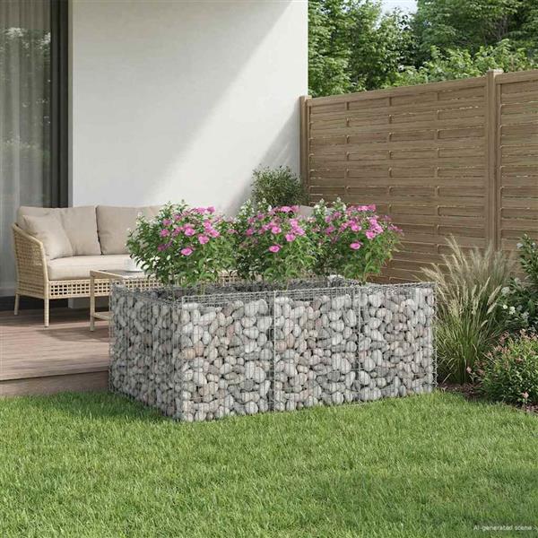 Grote foto vidaxl gabion verhoogd bed zilver 150 x 100 x 60 cm tuin en terras hekken en schuttingen